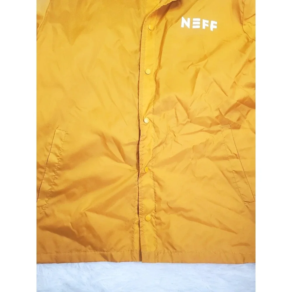 NEFF Skater Jacket Mens Large Windbreaker Rose Checkers Yellow Button Up Coat